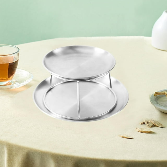 Estante para Platos para Servir Mariscos, Bandeja para Pizza, Soporte Multifuncional Turdy de Dos Niveles, Bandeja para Hornear, Soporte para Tienda D Juego de estantes para bandejas