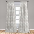 thumbnail image 5 of Ambesonne Grey Curtains, Vintage Damask Flowers, Pair of 28"x84", Pale Grey, 5 of 5