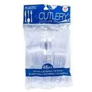 Jacent 48 Count Disposable Clear Plastic Cutlery Set, Forks Knives and Spoons