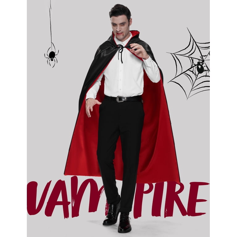 Costume Carnaval Cape Rouge Et Noire Réversible Avec Capuche - Costume Vampire Halloween Carnaval Enfant Et Adulte Costume Carnaval Cape Rouge Et Noire Réversible Avec Capuche - Costume Vampire Halloween Carnaval Enfant Et Adulte
