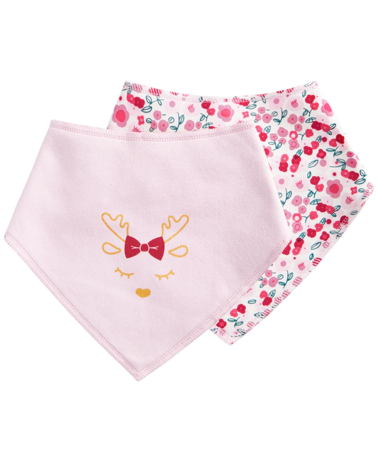 First Impressions Baby Girls 2-Pc. Reindeer Bandana Bib Set