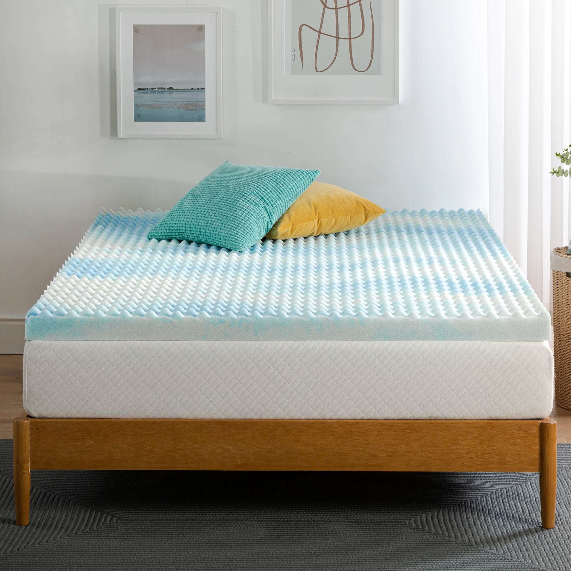 Zinus 3" Swirl Gel Cooling Memory Foam Mattress Topper, Queen