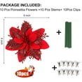 thumbnail image 7 of RECUTMS 10 Pcs Christmas Glitter Poinsettia Faux Flowers Christmas Flowers Decorations Wedding Xmas Tree New Year Ornaments (Light Red), 7 of 7