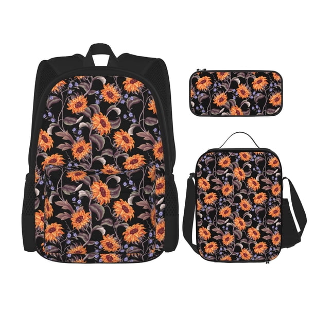 Balery Sunflowers Mochila Escolar 3 en 1 para Niños - Mochila Resistente con Lonchera Térmica y Estuche - Mochila Escolar para Niños y Niñas