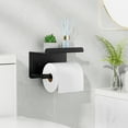thumbnail image 2 of NIFFGAFF Adhesive Toilet Paper Holder with Phone Shelf, Wall Mounted Toilet Paper Roll Holder, Rustproof Bathroom Tissue Roll Holder with Shelf, Sticky Toilet Paper Roll Holder-Black, 2 of 7