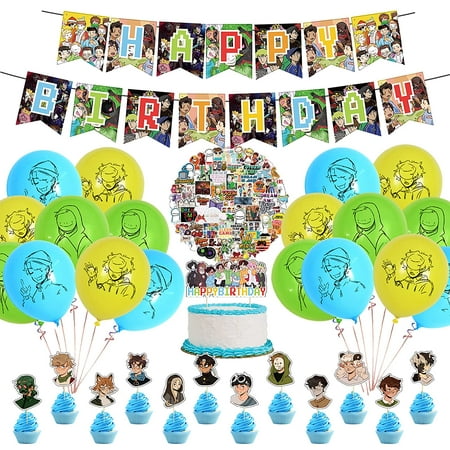 Dream Smp Party Decorations Set Funny Cartoon Theme Birthday Supplies Trendy Team Stickers For Decor Canada - Home Cartoon Party Decorations