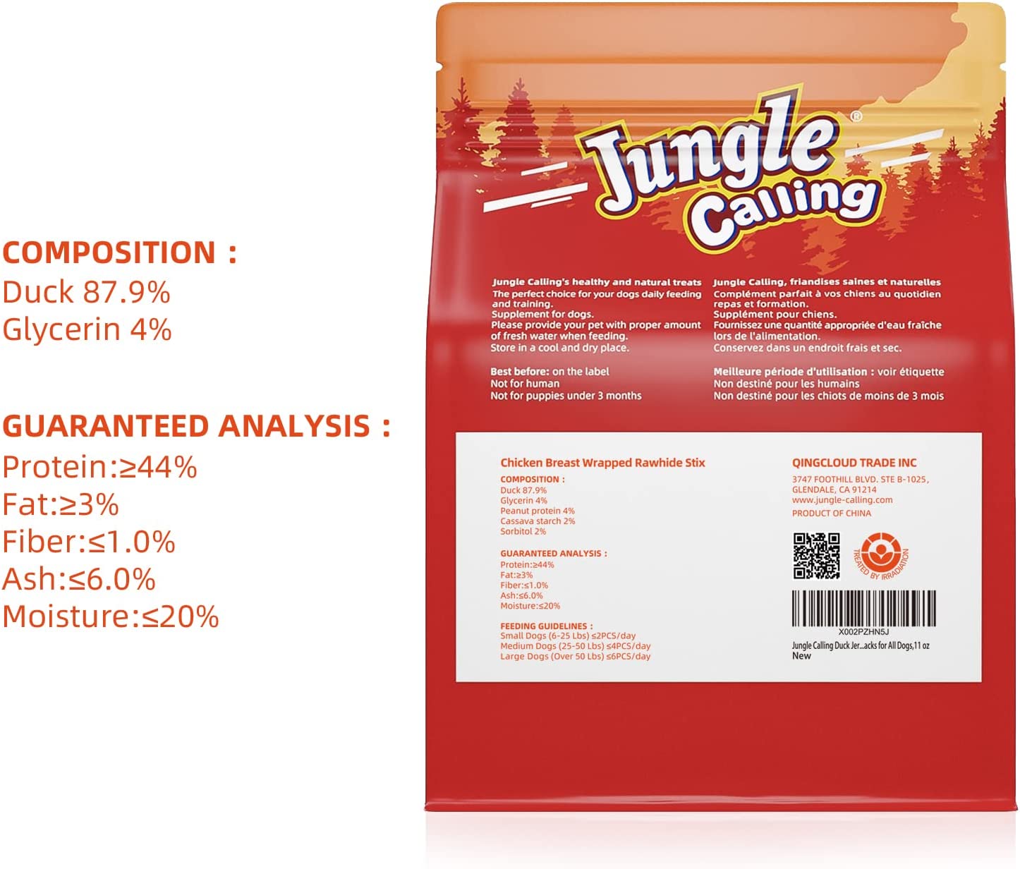 Jungle Calling Natural Duck Jerky Dog Treats, 11 oz photo 2