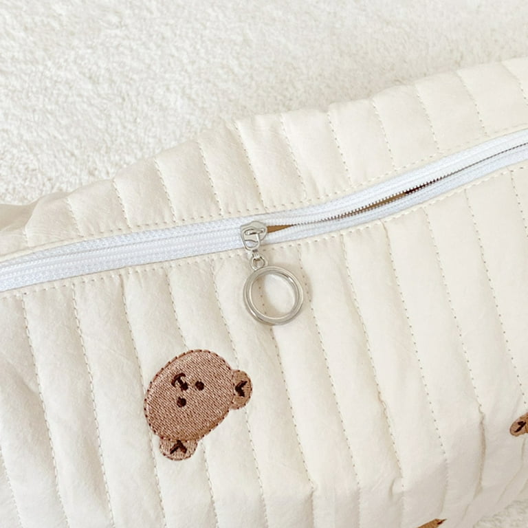 Mommy Handbag Brand Tote Zipper Embroidery Cute Bear Olives Print