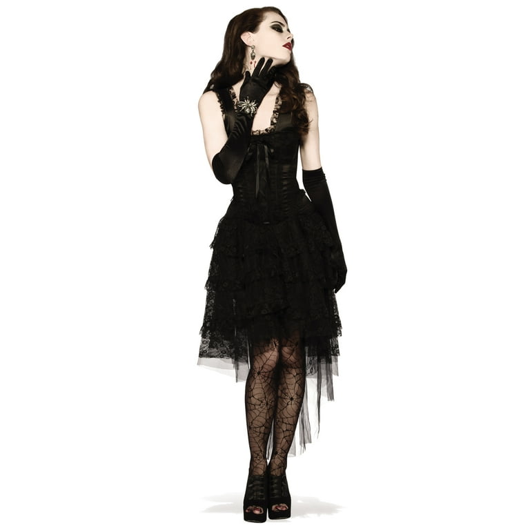 Black As Night Witch Vampire Gothic Lace Dress Halloween Costume-STD Black As Night Witch Vampire Gothic Lace Dress Halloween Costume-STD