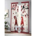 thumbnail image 5 of Semi Sheer Window Curtains 84 Inches Long, Valentine's Day Rod Pocket Silky Chiffon Curtain Treatment Drapes for Kitchen, Living Room, Rustic Red Gnomes Love Birds Trees Plaid 52"x84", 2 Panels, 5 of 9