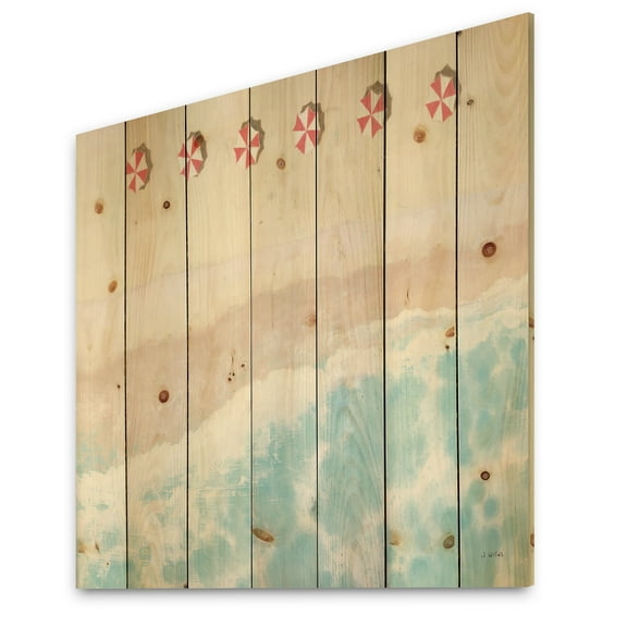 Designart 'Sky Seaview I' Nautical & Coastal Print on Natural Pine Wood