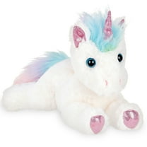 Bearington Lil' Rainbow Shimmers White Plush Stuffed Animal Unicorn, Rainbow Mane, 10 Inches