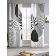 thumbnail image 2 of Grey Boho Geometric Sheer Curtains 84 Inch Length 2 Panels Set for Living Room/Bedroom, Vintage Ethnic Abstract Lines Leaves Kitchen Curtains Grommet Semi-Sheer Curtains Window Treatments 52"x84"x2, 2 of 7
