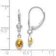 thumbnail image 4 of 14k White Gold White 6x4 Oval Bezel November/Citrine Leverback (4x23mm) Earrings, 4 of 4
