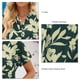 thumbnail image 5 of Camisa de gasa con cuello en V y estampado floral de verano, holgada, de manga corta, verde, para mujer, 5 of 6