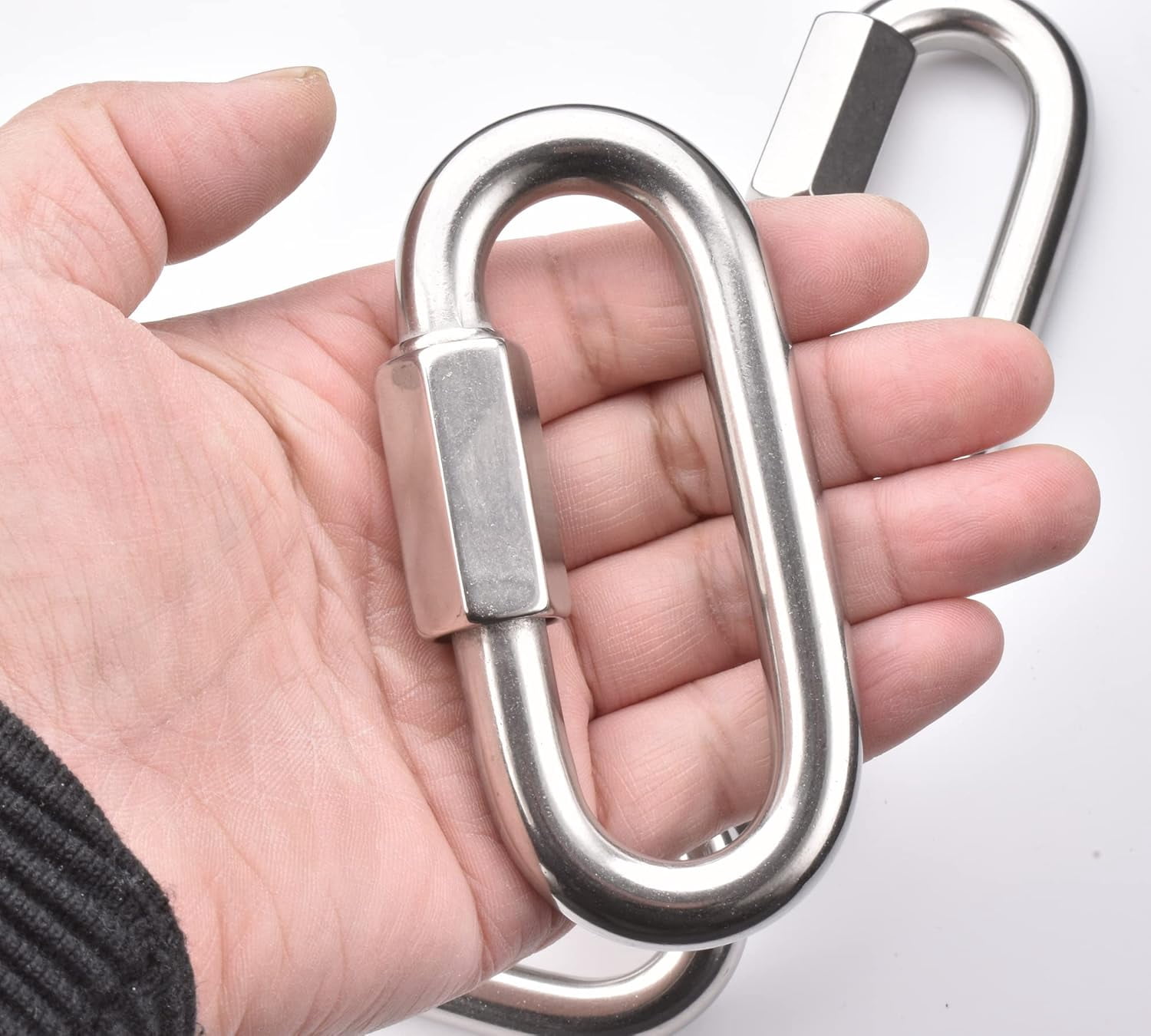 4 Packs 1/2" Quick Links,M12 Heavy Duty 304 Stainless Steel Quick Link D Shape Locking Looks for Carabiner, Hammock, Camping and Outdoor Equipment, Max. Load 3300 Lb