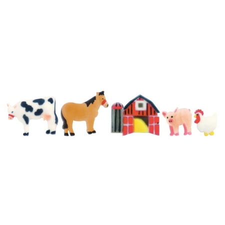 Edible Sugar Flowers - Edible Sugar Decorated Farm Animals - 12 Count