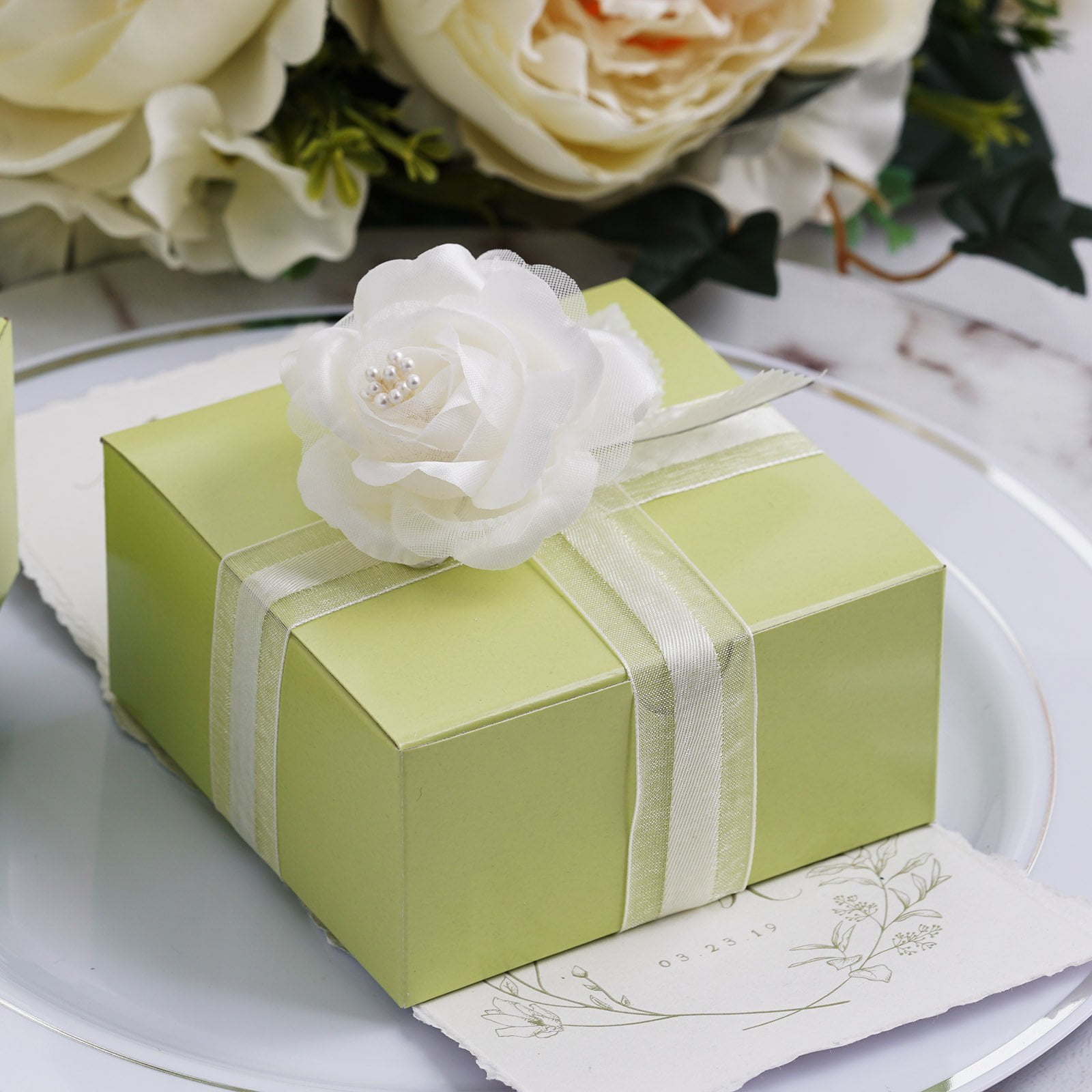 Efavormart 100pcs of 4x4x2 Sage Green Cake Box for Candy Treat Gift