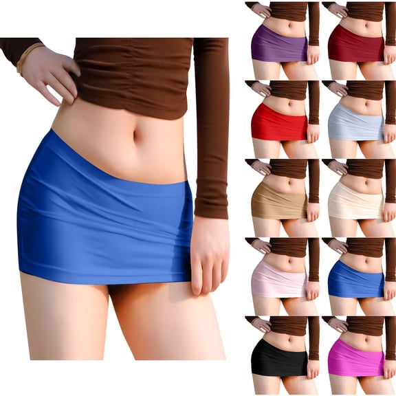 PUMISAS Summer Mini Skirts For Women Solid Color High Waisted Wrap Hip Skirts Casual Tight Mini Skirts