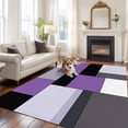 thumbnail image 3 of Black Purple Patchwork Washable Living Room Rugs 5'x8', Abstract Geometric Art Low Pile Throw Large Area Rug Non-Slip Sturdy Edge Binding Carpet for Living Room Kitchen Office, 3 of 9