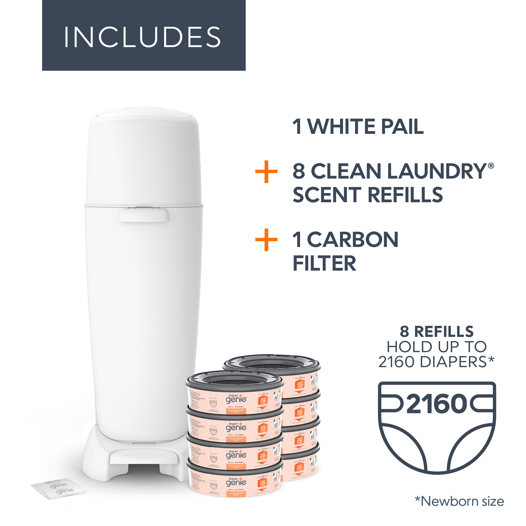 Diaper Genie Complete Gift Set with 8 Refills, White photo 5