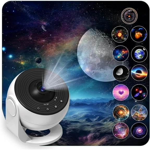 Upgrade Galaxy Projector for Bedroom, Home Planetarium Projector Lamp,LED Space Galaxy Lamp, Room Decor for Kids Adults with 13 Planet Discs, Moon/Nebula/Night Light Star Projector with Timer