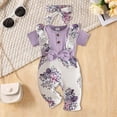 thumbnail image 2 of mgoYE Newborn Baby Girl Summer Clothes Short Sleeve Bubble Romper Bow Shorts Jumpsuit Infant Outfit 0 3 6 9 12 18 Months(Purple,0-3 Months), 2 of 9