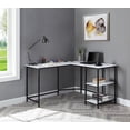 thumbnail image 4 of Taurus Built-in USB Port Writing Desk in White Printed Faux Marble & Black Finish, 4 of 4