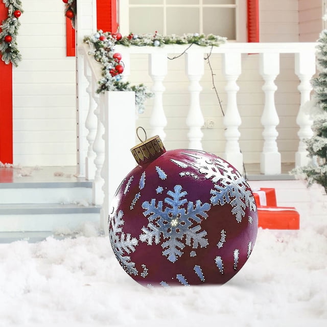 ZZkhGO 60cm Inflatable Christmas Ball, PVC Outdoor Holiday Decorations, Removable Wind Resistant Tree Decor