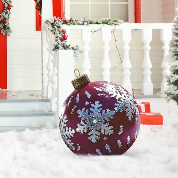 Globo Bola navideña inflable de PVC de 60 cm para exteriores, decoración navideña para jardín y árbol (1 unidad)【E】 Rkxzt