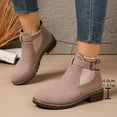 thumbnail image 7 of Ankle Boots for Women 2025 Fashion Casual Suede Round Toe Chunky Low Heel Slip on Chelsea Booties Winter Fall Shoes Pink Size 7.5, 7 of 7