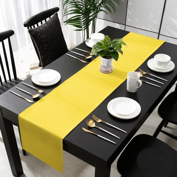Yellow Cotton Linen Table Runner 18 x 72 inch Pure Yellow Non-slip Rectangular Dining Table Decor for Wedding Party Holiday Dinner