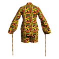 thumbnail image 5 of Bintarealwax Women 2 Piece Outfits African Print Long Sleeves Button Down Shirt Shorts Sets Business Work Fashion Set 2025, 5 of 5
