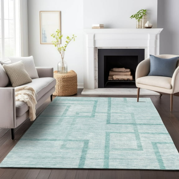 Addison Rugs Chantille Indoor/Outdoor Transitional Geometric Teal Washable Rectangle Rug, 3' x 5'