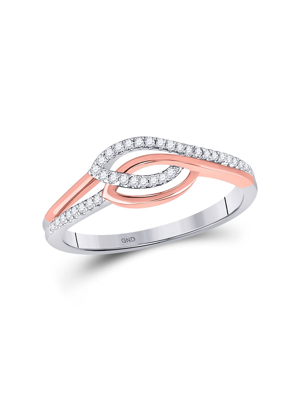 The Jewelry Master 10kt Twotone Gold Womens Round Diamond Fashion Ring