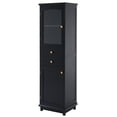 thumbnail image 6 of Tcbosik Floor Bathroom Cabinet with Glass Doors, Narrow Storage Cabinet with Adjustable Shelves, Multifunctional Storage Organizer with 2 Drawers, Black, 6 of 12