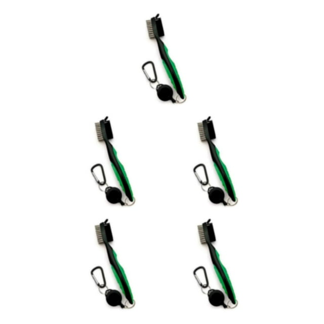 Guardoinrt Stainless Steel Golf Club Brush Ergonomic Handheld Replacement Solid Color Telescopic Ball Shoe Brushes Cleaning Tool Green Lidless 5Set