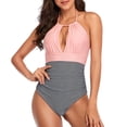 thumbnail image 2 of Traje de baño sexy de color sólido con vendaje de una sola pieza con escote en V profundo para mujer informal a la moda Fridja  nalpqowj53101, 2 of 9