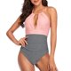 thumbnail image 2 of Traje de baño sexy de color sólido con vendaje de una sola pieza con escote en V profundo para mujer informal a la moda Fridja  nalpqowj53104, 2 of 9