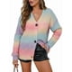 thumbnail image 3 of Suéter Tipo Cárdigan con Degradado de Arcoíris para Mujer, Cárdigan de Punto de Larga con Botones para Otoño e Invierno Rosa S, 3 of 10