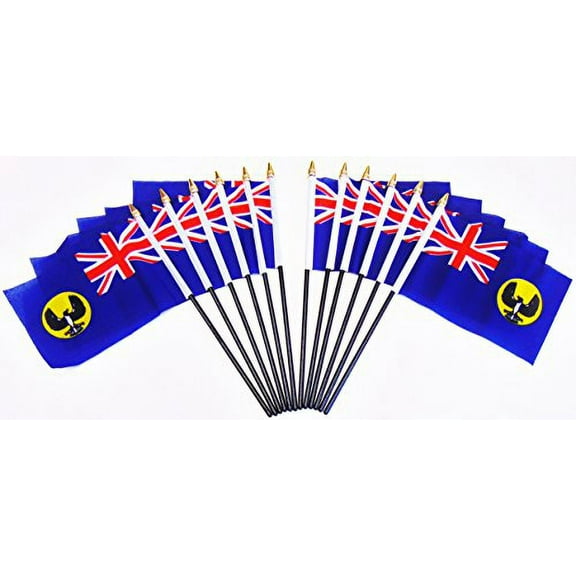 PACK of 12 4"x6" South Australia Miniature Desk & Table Flags, 1 Dozen 4"x 6" South Australia State Small Mini Stick Flags