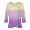 thumbnail image 4 of Fznquz Womens Blouse Beige Long Sleeve V Neck Casual T Shirts Gradient Button Spring Summer Women's Tops XXL, 4 of 5