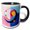 Black/White, variant on 3drose, Colorful Round Abstract Geometrical Shapes. Elegant Cool Artsy Gift, 11oz Two-tone Green Mug