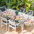 thumbnail image 2 of Colorful Easter Table Cloths for 8 Foot Rectangle Tables, Sprng Watercolor Bunny Tulip Flower Plaid Patio Waterproof Elastic Fitted Tablecloths, Washable Rectangular Table Cover for Camping, 2 of 8