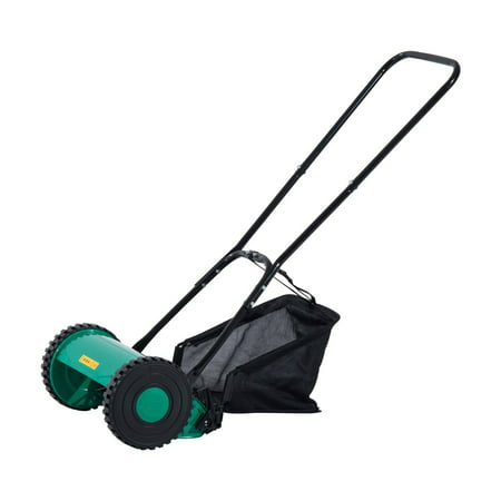 Outsunny 12 Inch 5 Blade Push Lawn Mower with Grass Catcher -