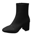 thumbnail image 3 of Stylish Round Toe Leather Mid Calf Boots with Sole Heel for Women Comfortable Zip Up Ankle Booties Casual Winter Fashion Footwear, 3 of 7