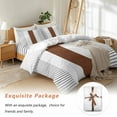 thumbnail image 7 of Boho Brown Bedding Duvet Cover Set Twin Size 4 Pieces Striped Tribal Farmhouse Style Bedding Set with Zipper Closure, 1 Comforter Cover 68x86 Inches 1 Flat Sheet & 2 Pillow Cases, 7 of 7