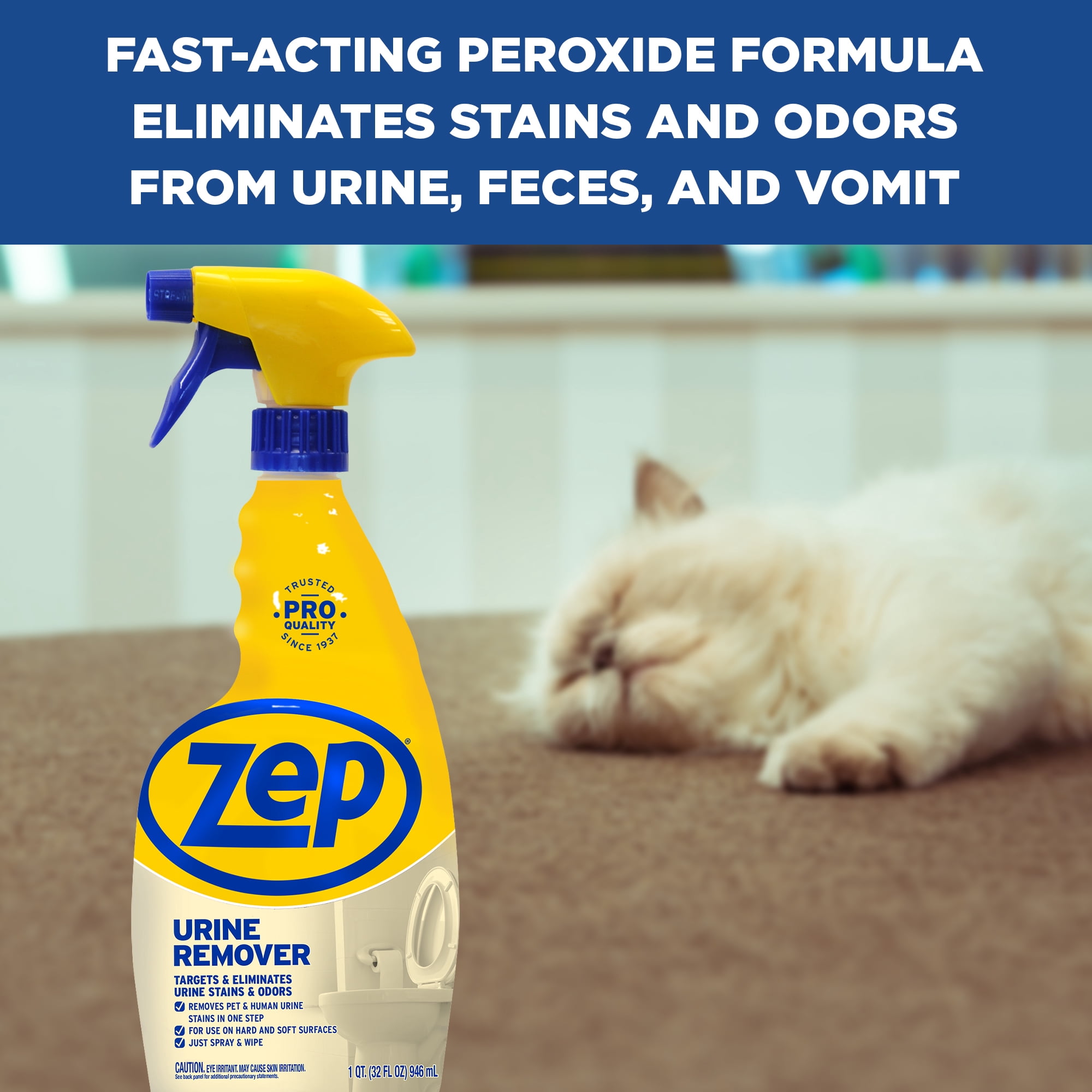 Zep Urine Remover - 32 oz. (Case of 12) ZUURMV32 - Targets and Eliminates Urine Odors and Stains, Use On Hard and Soft Surfaces