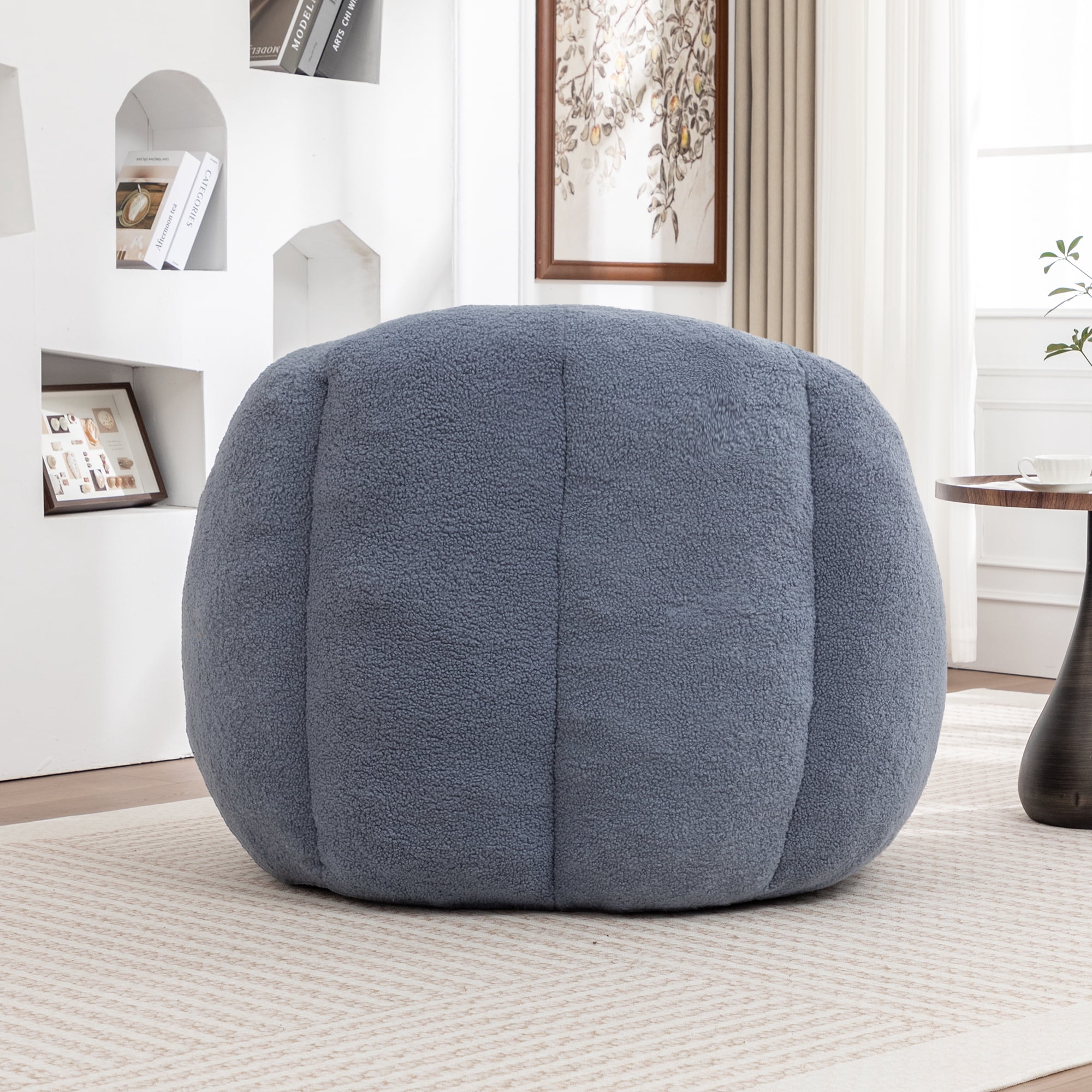Filled Tufted Bean Bag Chair, Fluffy Faux Fur Lazy Sofa with Memory Foam, Comfy BeanBag for Dorm Apartment Living Room