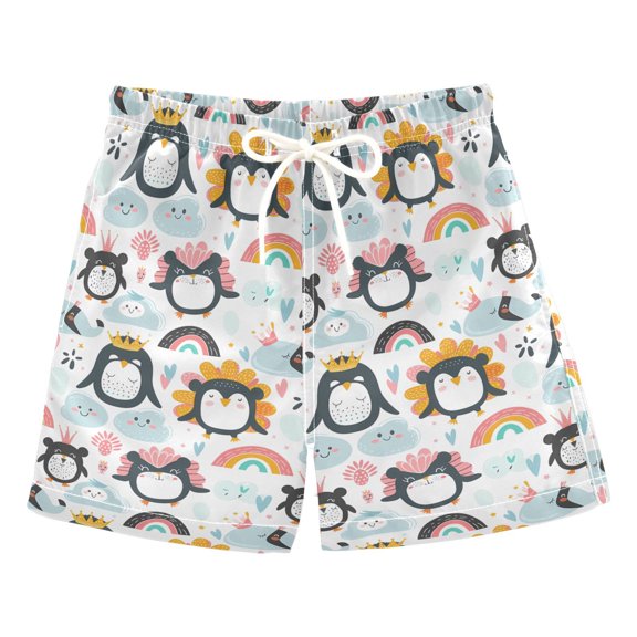 joogoo Boys Swim Trunks Cute Cartoon Penguins Beach Board Shorts Drawstring Swimsuit 4T